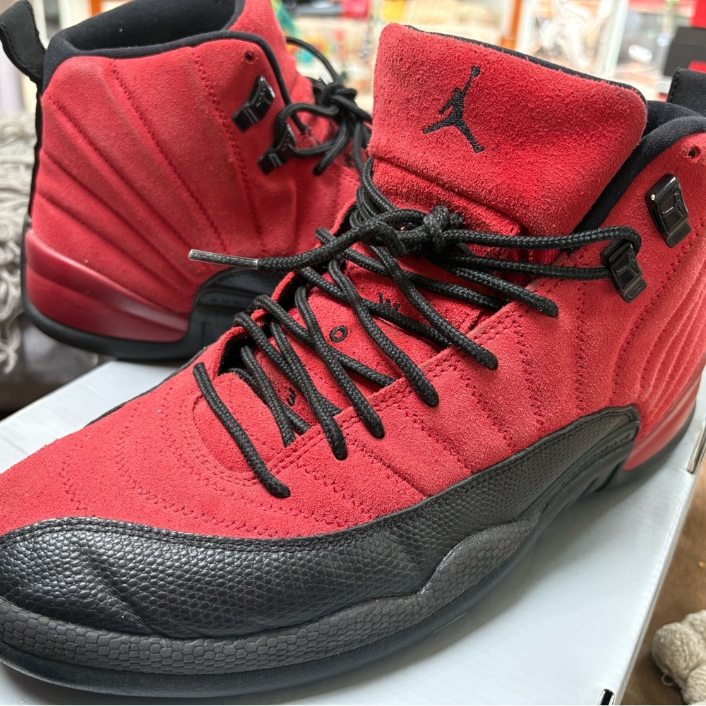 Jordan Red and Black Sneakers with Quilted Design